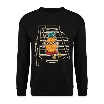 Pineapple On A Swing Hawaiian Summer Tropical - Unisex Sweatshirt - black - Front - Alina (178cm) & Michal (187cm)