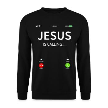Jesus Is Calling Christian - Unisex Sweatshirt - black - Front - Alina (178cm) & Michal (187cm)
