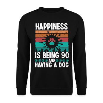 90 Year Old Happiness Dog Dad 90 Birthday Dog Mom - Unisex Sweatshirt - black - Front - Alina (178cm) & Michal (187cm)