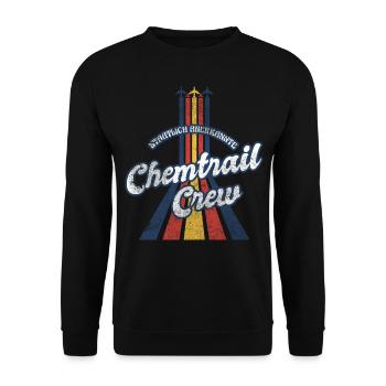 Vintage Retro Chemtrail Crew Parody Shirt - Unisex Pullover - Schwarz - Vorne - Alina (178cm) & Michal (187cm)