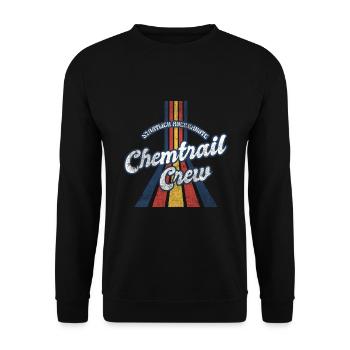 Vintage Retro Chemtrail Crew Parody Shirt - Unisex Pullover - Schwarz - Vorne - Alina (178cm) & Michal (187cm)