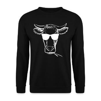 Cow Farmer Farm Farming - Dairy Cow Head Cow - Unisex Pullover - Schwarz - Vorne - Alina (178cm) & Michal (187cm)