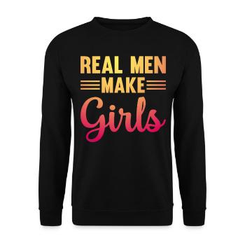 Les vrais hommes font des filles - Famille Nouveau-né Paternité Gir - Sweat-shirt Unisexe - noir - Devant - Alina (178cm) & Michal (187cm)