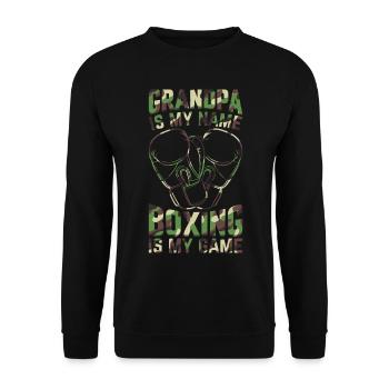 Boxe Grand-père est mon nom La boxe est mon jeu - Boxi - Sweat-shirt Unisexe - noir - Devant - Alina (178cm) & Michal (187cm)