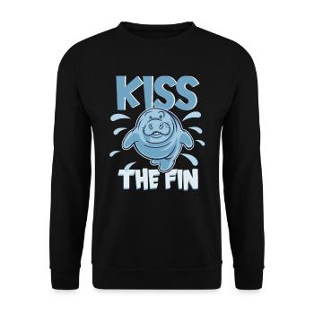 Kiss the fin Manatee mollige Seekuh - Unisex Pullover - Schwarz - Vorne - Alina (178cm) & Michal (187cm)