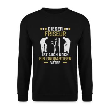 Friseur Vatertag Barber - Unisex Pullover - Schwarz - Vorne - Alina (178cm) & Michal (187cm)