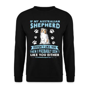 Hunde Australischer Schäfer Hundeliebhaber - Unisex Pullover - Schwarz - Vorne - Alina (178cm) & Michal (187cm)