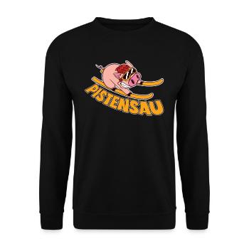 Skifahrer Pistensau Ski - Unisex Pullover - Schwarz - Vorne - Alina (178cm) & Michal (187cm)