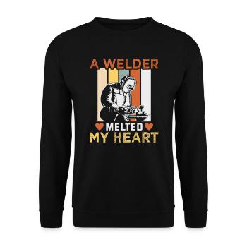 Welder slogan design for metal workers - Unisex Sweatshirt - black - Front - Alina (178cm) & Michal (187cm)