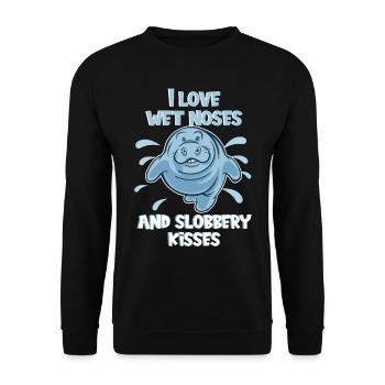 Cold Nose Warm Heart Manatee Chubby Manatee - Unisex Sweatshirt - black - Front - Alina (178cm) & Michal (187cm)