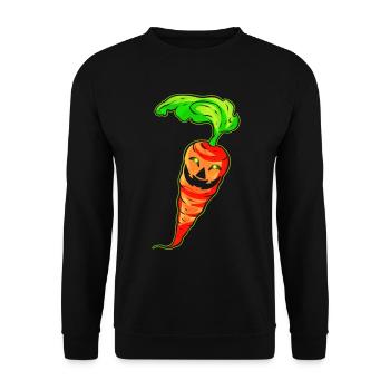 Evil Carrot With Jack O Lantern Face Costume - Unisex Pullover - Schwarz - Vorne - Alina (178cm) & Michal (187cm)