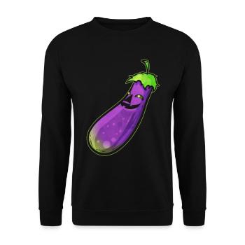 Eggplant Aubergine Jack O Lantern Face Costume - Unisex Pullover - Schwarz - Vorne - Alina (178cm) & Michal (187cm)