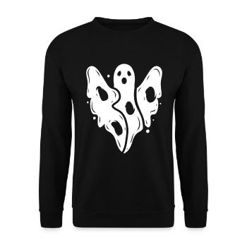 Scary Ghost Says Boo With His Body on Halloween - Unisex Sweatshirt - black - Front - Alina (178cm) & Michal (187cm)