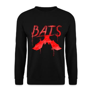 Bats Written With A Bat Hanging Down Halloween - Unisex Sweatshirt - black - Front - Alina (178cm) & Michal (187cm)