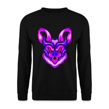 Blue And Purple Scary Evil Bat Halloween - Unisex Pullover - Schwarz - Vorne - Alina (178cm) & Michal (187cm)