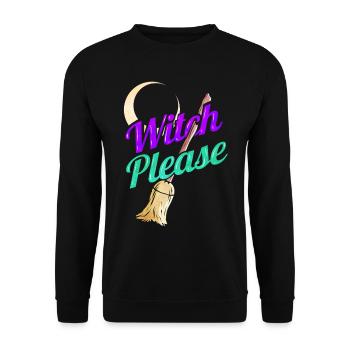 Moon And Broom Witch Please Halloween - Unisex Pullover - Schwarz - Vorne - Alina (178cm) & Michal (187cm)