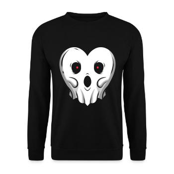Fantôme en forme de cœur avec des yeux brillants à Halloween - Sweat-shirt Unisexe - noir - Devant - Alina (178cm) & Michal (187cm)