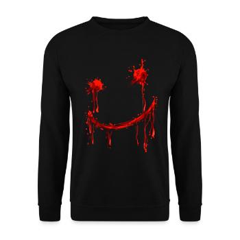 Peinture rouge Visage souriant Costume dégoulinant de sang - Sweat-shirt Unisexe - noir - Devant - Alina (178cm) & Michal (187cm)
