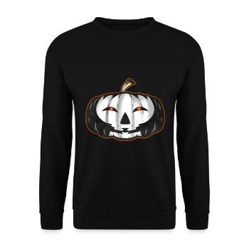 Black Pumpkin With Skull Painting Halloween - Unisex Pullover - Schwarz - Vorne - Alina (178cm) & Michal (187cm)