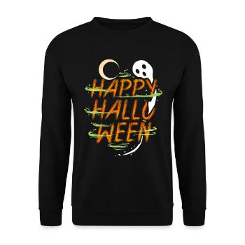 Halloween Costume Spirit Ghost Moon Wishes Happy - Unisex Sweatshirt - black - Front - Alina (178cm) & Michal (187cm)