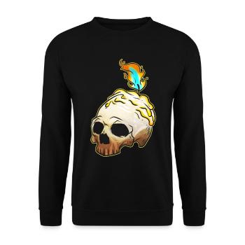 Skull With Burning Candle On Top Esotheric - Unisex Sweatshirt - black - Front - Alina (178cm) & Michal (187cm)