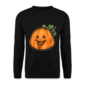 Cute Kawaii Smiling Halloween Pumpkin - Unisex Pullover - Schwarz - Vorne - Alina (178cm) & Michal (187cm)
