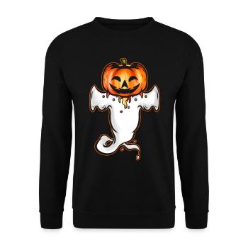 Fantôme mignon kawaii avec costume de tête de citrouille - Sweat-shirt Unisexe - noir - Devant - Alina (178cm) & Michal (187cm)