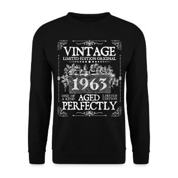 1963 | Vintage Perfectly seit 1963 Geburtstag - Unisex Pullover - Schwarz - Vorne - Alina (178cm) & Michal (187cm)