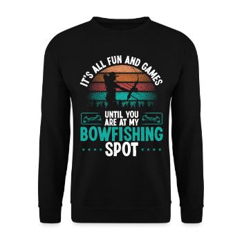 Bowfisher Fisherman Bowfishing Spot Bowfisher - Unisex Pullover - Schwarz - Vorne - Alina (178cm) & Michal (187cm)
