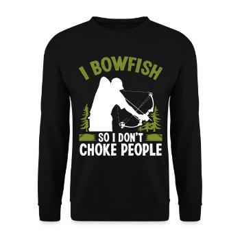 Bowfishing Archer Bow Hunter Fisherman Bowfisher - Unisex Pullover - Schwarz - Vorne - Alina (178cm) & Michal (187cm)