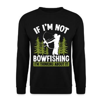 Fisherman Thinking about Bowfishing Bow Hunter - Unisex Pullover - Schwarz - Vorne - Alina (178cm) & Michal (187cm)