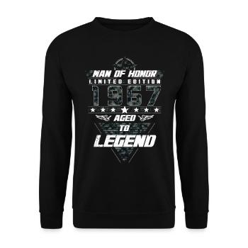 Homme d’honneur Année de naissance 1967 Cadeau de camouflage - Sweat-shirt Unisexe - noir - Devant - Alina (178cm) & Michal (187cm)