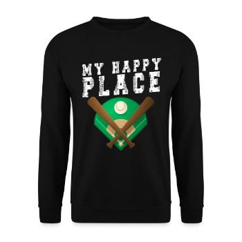 My Happy Place Ballpark Baseball - Unisex Sweatshirt - black - Front - Alina (178cm) & Michal (187cm)