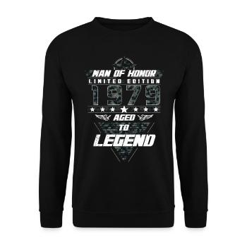 Homme d’honneur Année de naissance 1979 Cadeau de camouflage - Sweat-shirt Unisexe - noir - Devant - Alina (178cm) & Michal (187cm)