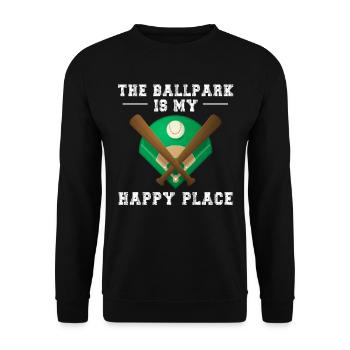 The Ballpark Is My Happy Place Baseball - Unisex Sweatshirt - black - Front - Alina (178cm) & Michal (187cm)