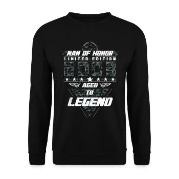 Man of Honor Year of Birth 2003 Camouflage Gift - Unisex Sweatshirt - black - Front - Alina (178cm) & Michal (187cm)