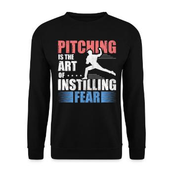 Pitching Is The Art of Instilling Fear Baseball - Unisex Pullover - Schwarz - Vorne - Alina (178cm) & Michal (187cm)