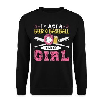 Je suis juste une bière et un baseball genre de fille de baseball - Sweat-shirt Unisexe - noir - Devant - Alina (178cm) & Michal (187cm)