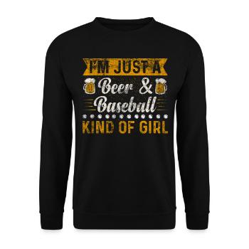 Je suis juste une bière et un baseball genre de fille de baseball - Sweat-shirt Unisexe - noir - Devant - Alina (178cm) & Michal (187cm)