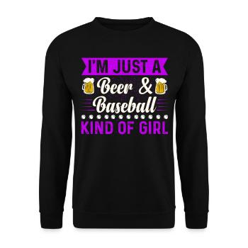 Je suis juste une bière et un baseball genre de fille de baseball - Sweat-shirt Unisexe - noir - Devant - Alina (178cm) & Michal (187cm)