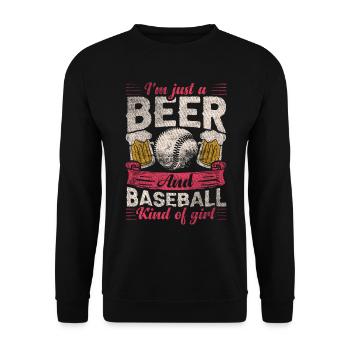 Je suis juste une bière et un baseball genre de fille de baseball - Sweat-shirt Unisexe - noir - Devant - Alina (178cm) & Michal (187cm)