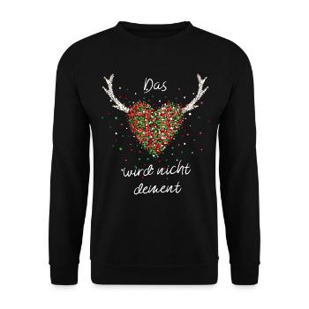 Das Herz wird nicht dement Weihnachtsfeier Advent - Unisex Pullover - Schwarz - Vorne - Alina (178cm) & Michal (187cm)