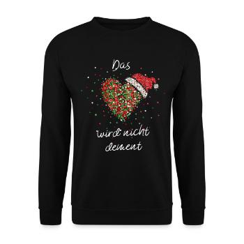 Das Herz wird nicht dement Weihnachtsfeier Wichtel - Unisex Pullover - Schwarz - Vorne - Alina (178cm) & Michal (187cm)
