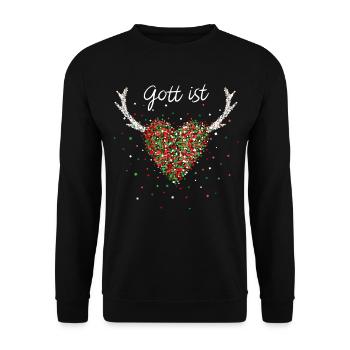 Gott ist Liebe Jesus Glaube Weihnachtszeit Advent - Unisex Pullover - Schwarz - Vorne - Alina (178cm) & Michal (187cm)