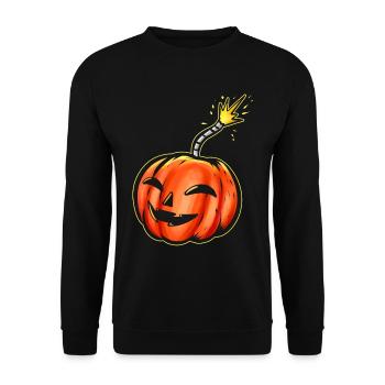 Scary Pumpkin Bomb With Ignited Fuse Halloween - Unisex Sweatshirt - black - Front - Alina (178cm) & Michal (187cm)