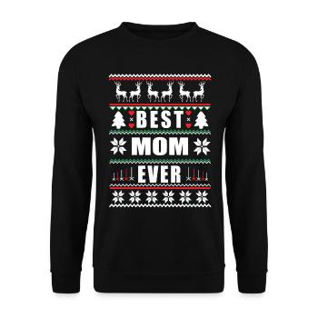 Funny Ugly Christmas Best Mom Ever - Unisex Sweatshirt - black - Front - Alina (178cm) & Michal (187cm)