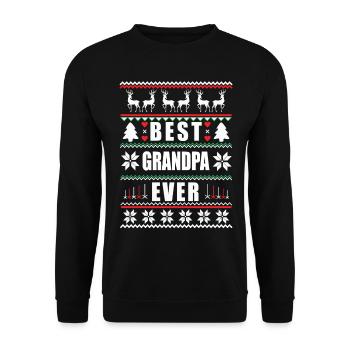 Funny Ugly Christmas Best Grandpa Ever - Unisex Pullover - Schwarz - Vorne - Alina (178cm) & Michal (187cm)