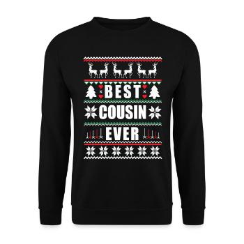Funny Ugly Christmas Best Cousin Ever - Unisex Sweatshirt - black - Front - Alina (178cm) & Michal (187cm)
