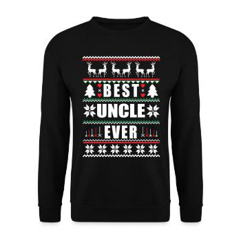 Funny Ugly Christmas Best Uncle Ever - Unisex Pullover - Schwarz - Vorne - Alina (178cm) & Michal (187cm)