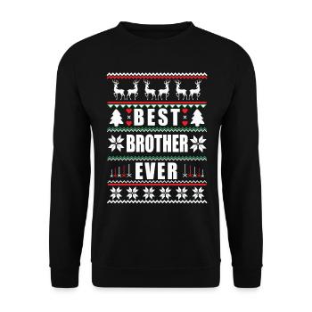 Funny Ugly Christmas Best Brother Ever - Unisex Sweatshirt - black - Front - Alina (178cm) & Michal (187cm)